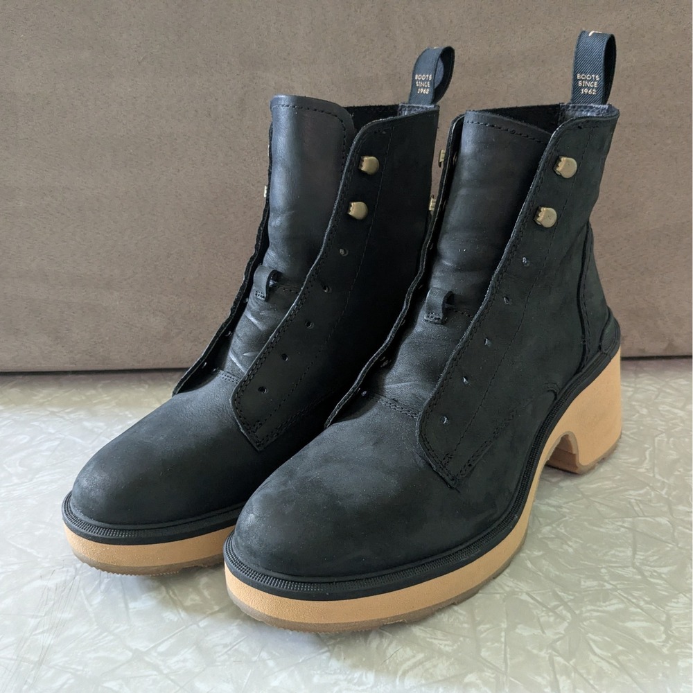 Sorel Hi-Line Heel Lace Up Waterproof Black Combat Boots Size 10